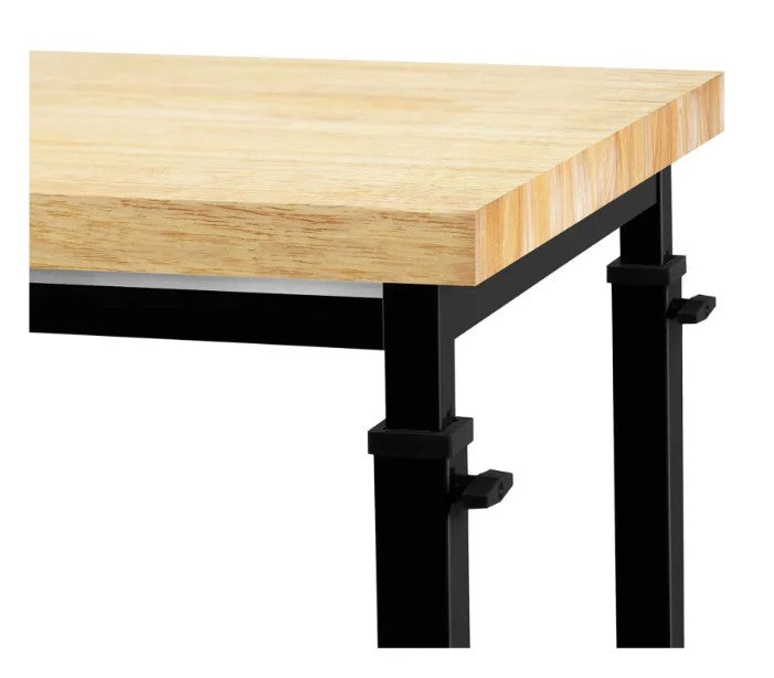BenchPro™ Cleveland Adjustable Height Industrial Workbench – 96" × 48" Solid Maple Butcher Block Top