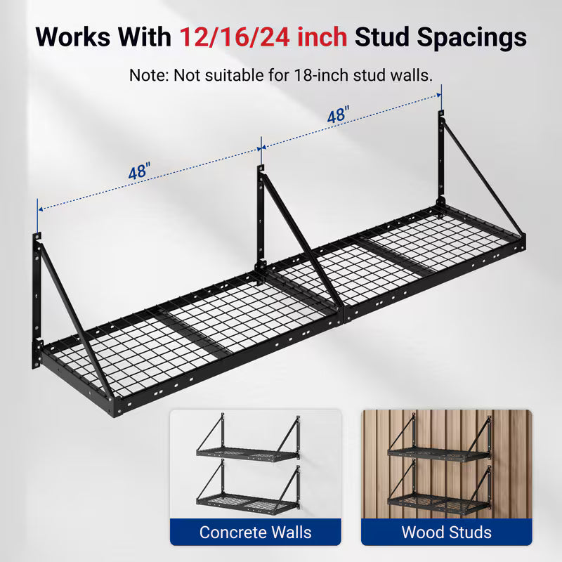Heavy-Duty 2x4 Garage Wall Shelving – 2-Pack  | 880 LB Capacity