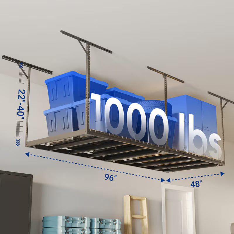 Max Series 4’ x 8’ Heavy-Duty Overhead Garage Storage Rack System – 1000 LB Capacity