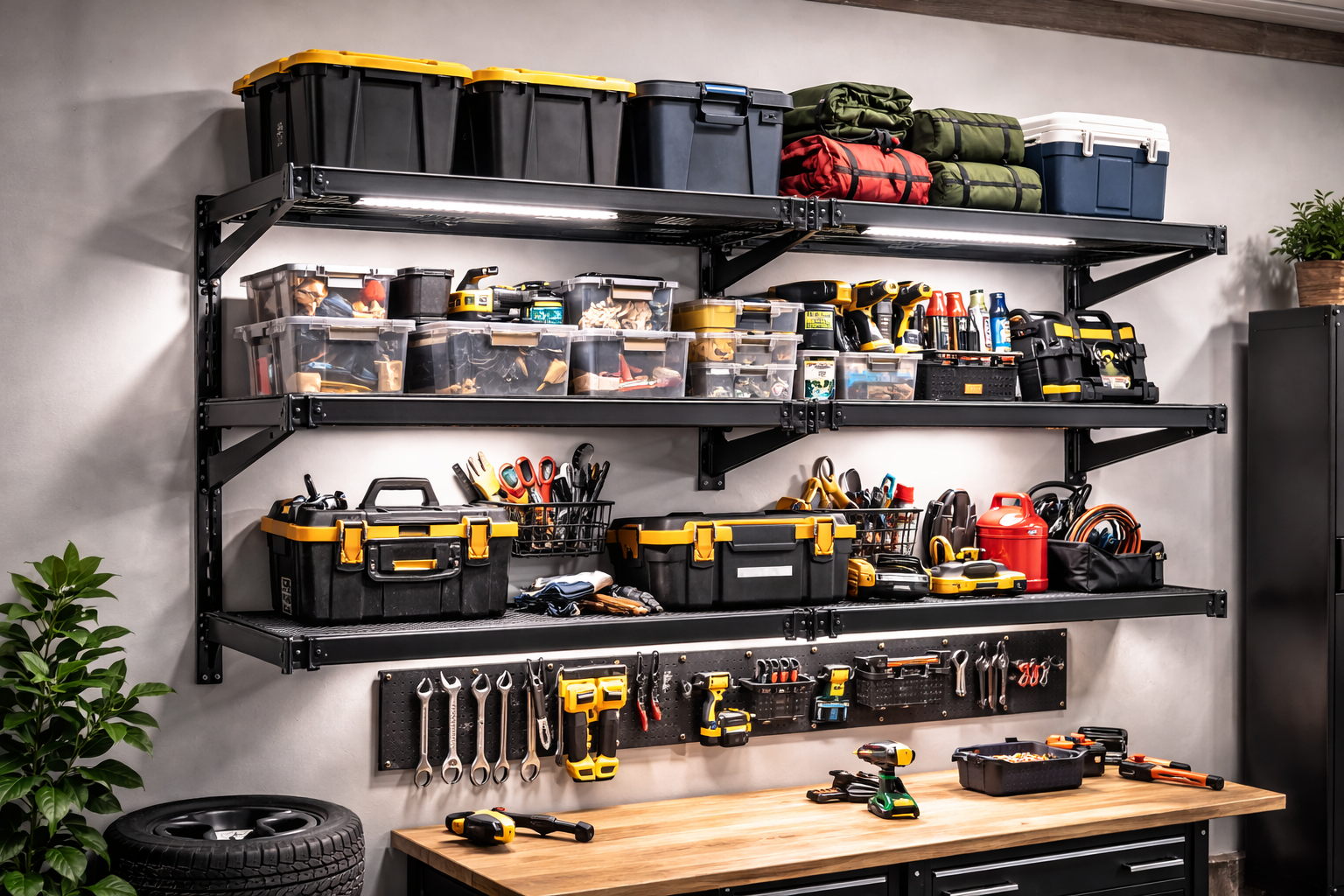 Heavy-Duty Wall Shelf System — 3 Tier