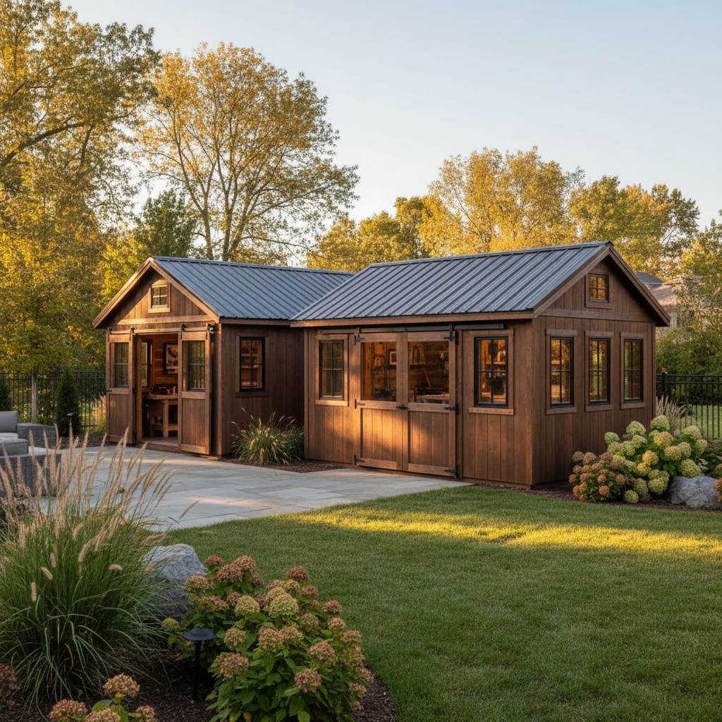 Pro Wood Workshop premium wooden shed with natural finish