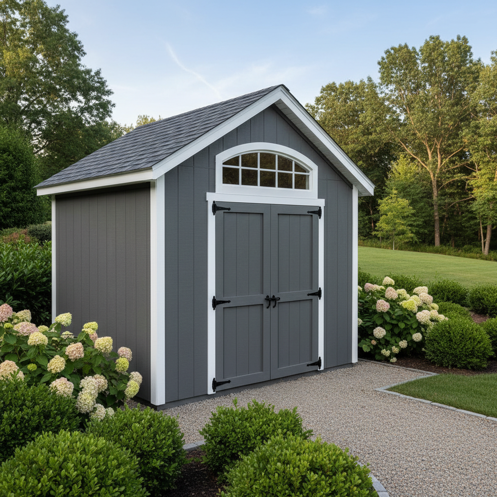 Premium wooden storage shed with elegant board and batten siding